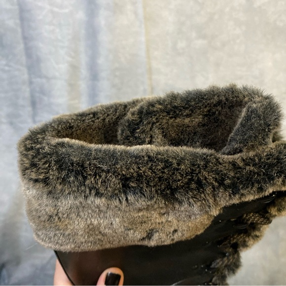 The North Face Tall Lace Up Leather Faux Fur Lined Black Women's Boots Sz 7.5 - Picture 7 of 8